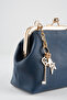 Women's Navy Blue Key Charm Gift Scholarship Closure Lined Handbag and Shoulder Bag