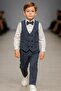 Crumpled Woven Vest Men's Suit / Vest Suit with Bow Tie / Shirt-Vest-Pants Suit