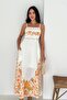 Linen Fabric Floral Patterned Dress - 3