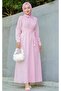 Half Placket Button-Up Tie Back Dress