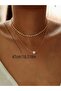 Silver Color 2 Row Necklace with Pearls and Stones - 2