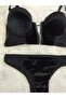 - Economical Front Opening Zippered Velvet Fabric Soft Padded Bra - Underwear Set - 5