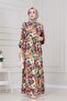 Tunneled Waist Floral Viscose Dress-Pink - 3