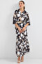 Women's Patterned Satin Double Suit Black 1118 - 2