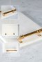 Makeup & Jewelry Organizer Set with Wooden Stand Shower Gel Bottle Set White Marble Tray - 5