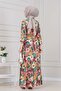 Tunneled Waist Floral Viscose Dress-Pink - 5
