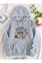 La Mejor Mama Printed Hooded Pocket Cotton Gray Sweatshirt