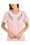 Embroidered Night Gown with Short Sleeves - 5