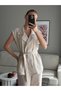 Belted Trousers Vest Double Suit Beige - 2