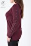 Women's Middle Age and Above Viscose Stripe Flower Pattern Stone Embroidered Lycra Dark Claret Red Mother Combed Cotton Blouse - 2