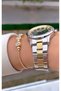 Brand Yellow Silver Color Green Dial Women's Wrist Watch with 2 Years Warranty - Bracelet Gift - 2