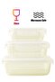 3 Piece Borosilicate Glass Food Container Set - Airtight Lids - Lunch Box - Rectangle