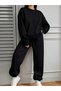 Basic Solid Sharpened Unisex Oversize Circle Neck Bottom/Upper Tracksuit Set