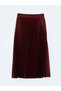 Lcwaikiki Classic Burgundy Elastic Waist Satin Women's Pleated Skirt - 6