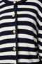 Women's Ecru and Navy Striped Knit Cardigan with Padded Shoulders US00859 - 4