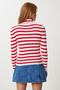 Women's Red Bone Turtleneck Striped Sweater Sweater Ki̇00147 - 6