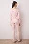 Pembe %100 Pamuklu Çiçekli Kurdele/Fiyonklu Fitilli/Pointel Örme Pijama Takımı THMAW26PT00070 - 4