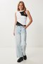 Women's White Black Contrast Color Stretchy Knitwear Blouse Yy00267 - 3