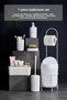 7 Piece White Bathroom Set with Metal Stand and Bucket, Wc Paper Holder, Cosmetic Box, Toothbrush Holder and Soap Dish