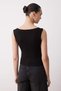 Black Lace Detail V-Neck Cotton Stretch Knitted Tank Top Twoss25Bz00597 - 8