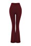 Bordo Fırçalı Soft Kumaş Bel Katlama Detaylı Flare/İspanyol Paça Yoga Örme Spor Tayt THMAW26TY00001 - 6