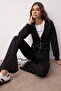Siyah Reglan Kol Relaxed Üst Flare/ispanyol Paça Alt Esnek Örme Alt - Üst Takım TWOAW26AU00039 - 2