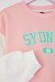 Light Pink 100% Cotton Slogan Printed Oversize Knitted Girls' Sweatshirt Tkdaw26Sw00005 - 5