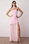 Pembe  Şal Detaylı Dokuma Maxi Abiye & Mezuniyet Elbisesi TPRSS25AE00188