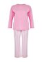 Pembe %100 Pamuklu Çizgili Örme Büyük Beden Pijama Takımı TBBAW26AI00014 - 5
