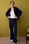 Lacivert Beli Lastikli Wide Leg/Geniş Paça Yanı Şeritli Kumaş Pantolon TWOAW26PL00042
