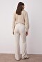 Beige Brushed Pointel High Waist Stretch Knitted Trousers Twoaw26Pl00026 - 4