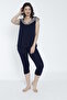 Women's Viscose Lycra Fabric Lace Detailed Bottom-Top Capri Suit 14173 - 4