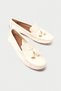 Genuine Leather 201-Bj Tasseled Oval Toe Women's Beige Ballerina & Loafer Shoes