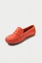 Genuine Leather 202-Orj Oval Toe Women's Orange Ballerina & Loafer Shoes - 6