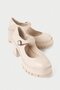 Genuine Leather Mberr601-N Women's Thick Heeled Single Strap Nude College Shoes