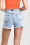 2050 Women's Tasseled Hem Jeans Denim Shorts - Snow White - 4