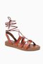 Genuine Leather Ruut Orange, Orange Rivet Detailed Ankle-Strap Women's Sandals Opportunity Product - 7