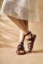 Genuine Leather Theodora Strappy Tan Women's Sandals - 4