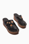 Genuine Leather Alto Black Wedge Slippers Antique Sole Comfort Slippers - 6