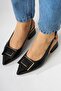 Tiana Black Accessories Low Heeled Shoes, Pointed Toe Heeled Ballerinas Open Back - 3