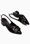 Tiana Black Accessories Low Heeled Shoes, Pointed Toe Heeled Ballerinas Open Back