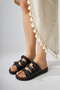 Cosima Black Three-Stripes Women's Slippers - 2