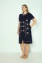 Women's Plus Size Short Sleeve Zipper Dress / Navy Blue 5752 - 4