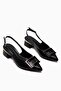 Tiana Black Accessories Low Heeled Shoes, Pointed Toe Heeled Ballerinas Open Back - 7