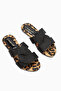 Nihaal Black Cross Strap Flat Sole Women's Slippers