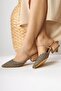 Rosa Nud Pointed Toe Straw Short Heeled Women's Sandals - 6