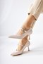 Maria Beige Patent Leather Buckle Women's Heeled Shoes - 3