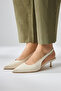 Sanni Beige Pointed Toe Women's Heeled Sandals - 2