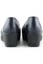 Dafne Navy Blue Genuine Calfskin Buckle Round Toe Wedge Heeled Casual Shoes - 6
