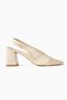 Essie Ecru Pointed Toe Elastic Stitching Detail Thick Heeled Women's Shoes Opportunity Product - 4